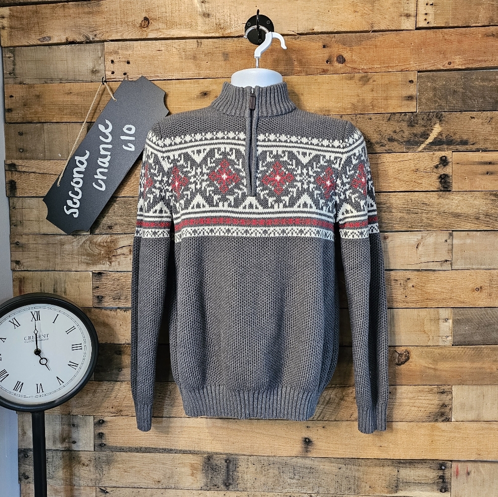 SALE-IZOD men's Fair Isle Quarter Zip Men’s Sweater size M